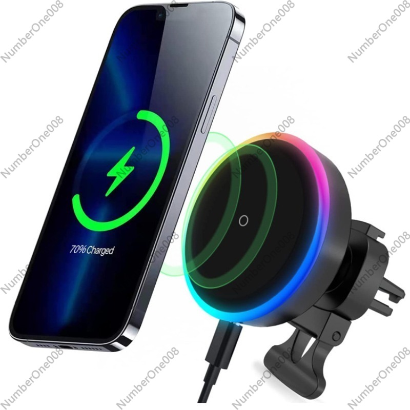 Wireless Car Charger Mount Fast Charging - Magnetisches kabelloses Autoladegerät mit Kühlventilator, Lüftungshalterung,