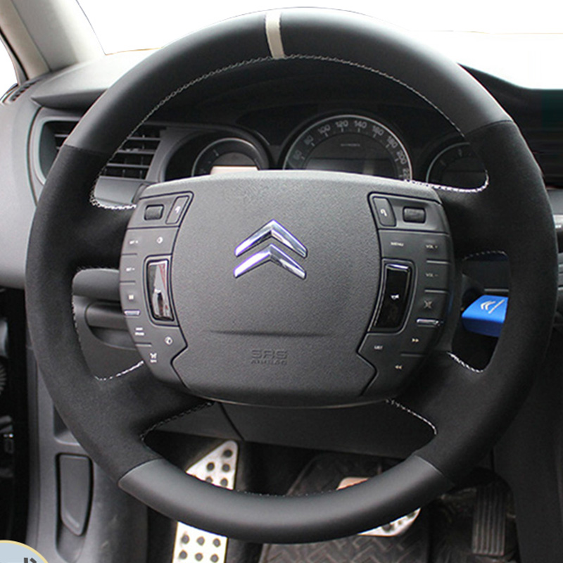 Car Steering Wheel Cover Anti Slip Breathable - Für Citroen C5 2007-2015 DIY Handgenähter