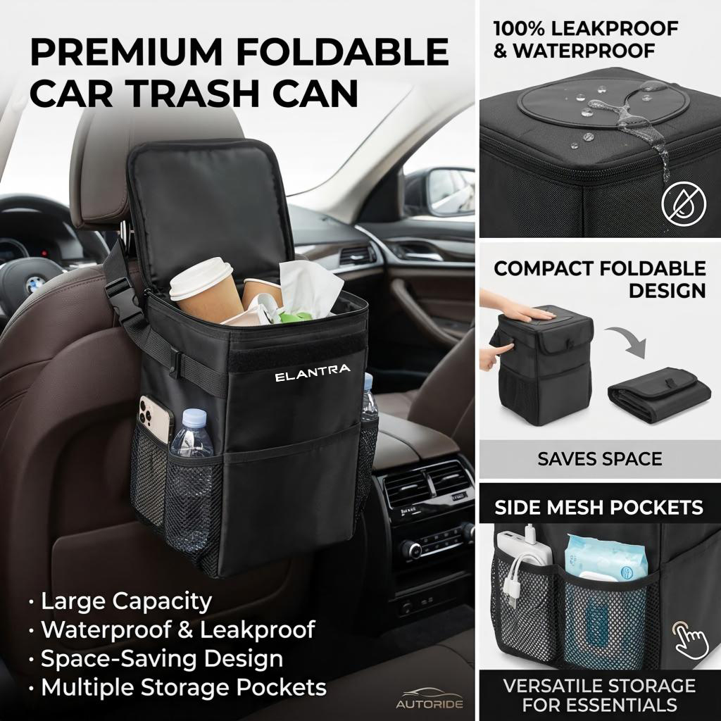 Waterproof Car Trash Can With Lid - Wasserdichte Aufbewahrungstasche für den Mülleimer im