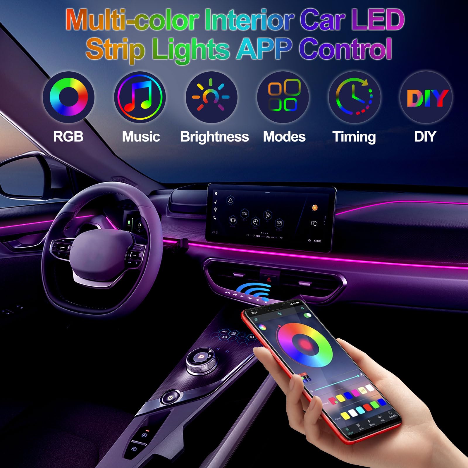 DIY Flexibles Neonlicht 12V RG – Led Ambient Interior Car Lights App Control Bewertung und Preis