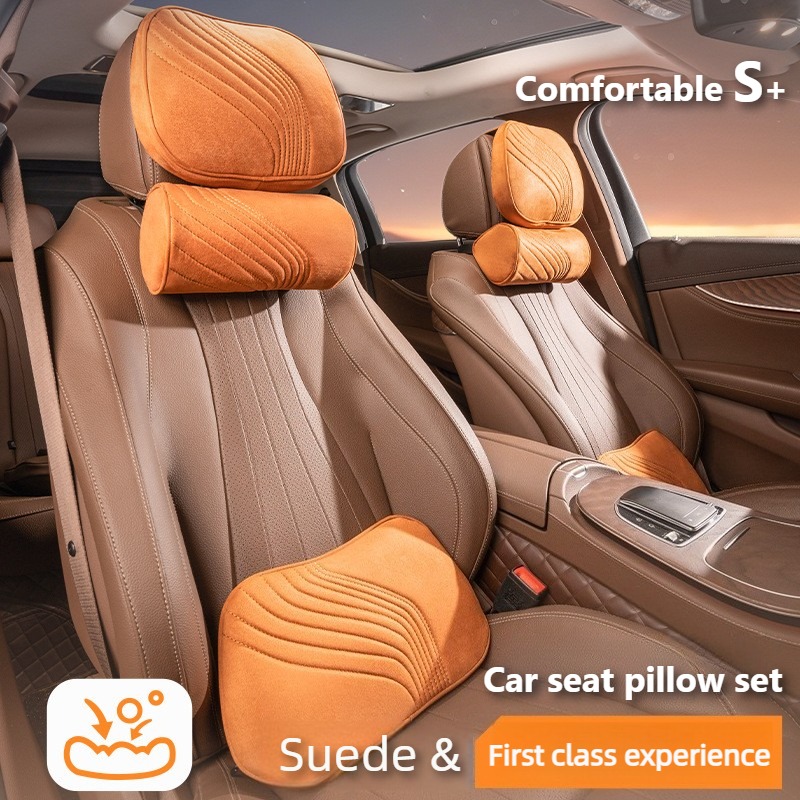 Weiches Wildleder-Autositzkiss – Memory Foam Car Neck Pillow Lumbar Support Bewertung und Preis